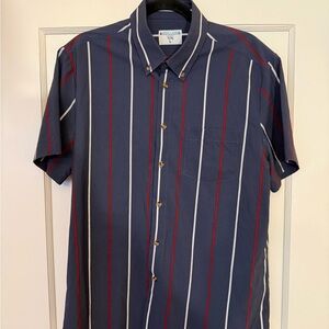 &Collar striped short sleeve button down